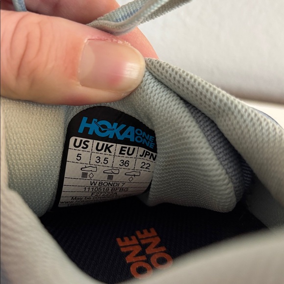 HOKA Bondi 7 Womens Shoes Size 5 Color: Blue Fog/Blue Glass running athletic - Picture 5 of 9